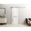 Sartodoors Sturdy Barn Door 18 x 80in, White Silk W/ Frosted Glass, SS 6.6FT Rail Hangers Heavy Set VEREGIO7288BD-S-WS-18